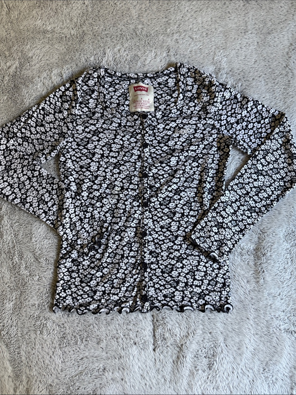 Girls Levi's Black and White Floral Button-Down Top